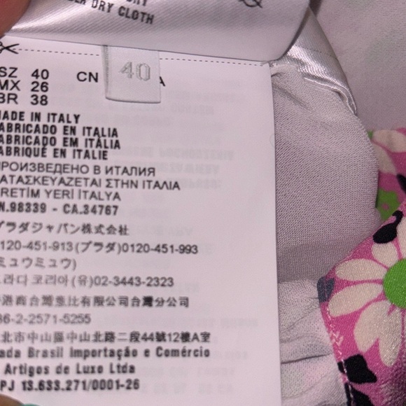 Miu Miu vintage 70’s Pink and White green Floral silk cropped blouse - Picture 10 of 16